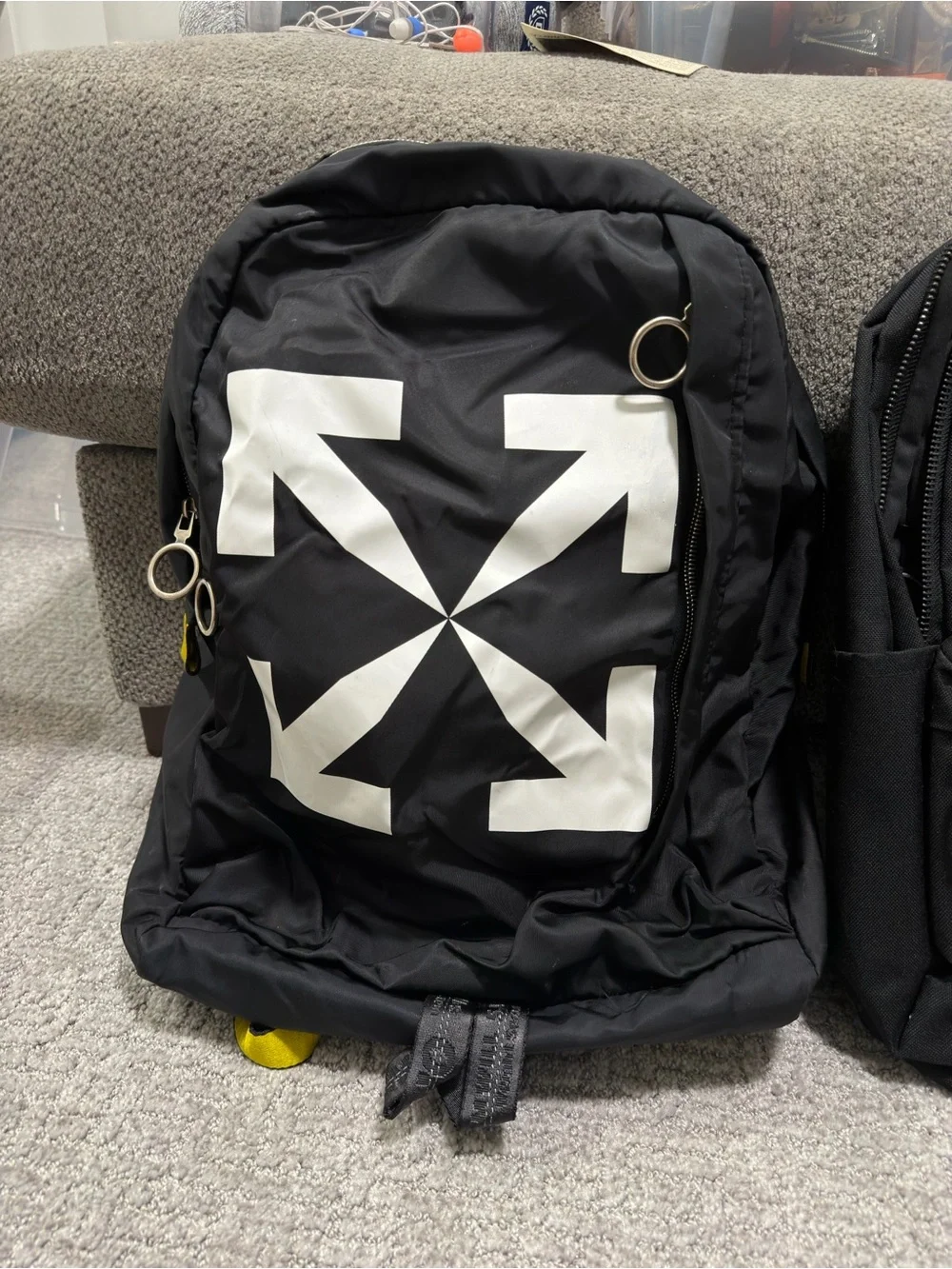 Off-White Black Backpack with White Arrow Graphic